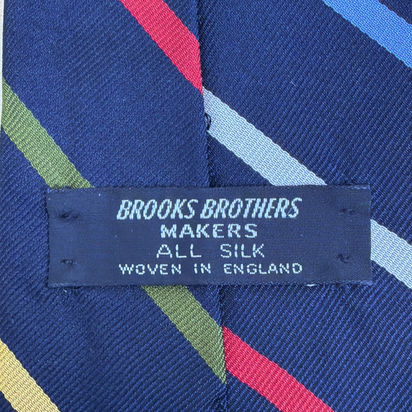 Vintage Brooks Brothers Navy Silk Striped Necktie Multicolor Woven England
