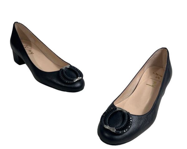 French Sole NY Womens Black Leather Henny Blocked Heel Pumps Sz 6B - New