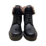 Stephane Kelian Women’s Black Noir Leather & Fur Trim Winter Boots Sz 8.5