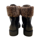 Stephane Kelian Women’s Black Noir Leather & Fur Trim Winter Boots Sz 8.5
