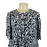Loft Womens Black & White Floral Print Blouse With Button Front Size L- New