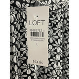 Loft Womens Black & White Floral Print Blouse With Button Front Size L- New
