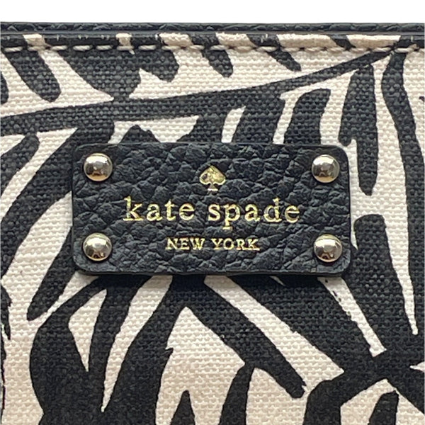 Kate Spade New York Black & White Palm Prin Adjustable Strap Crossbody Bag Sz M