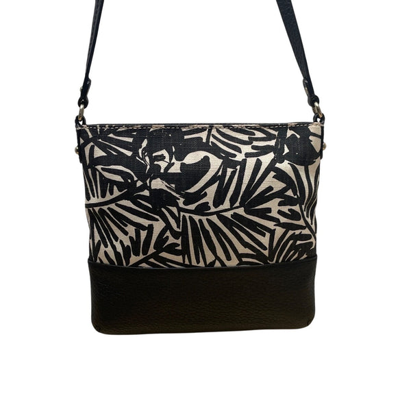 Kate Spade New York Black & White Palm Prin Adjustable Strap Crossbody Bag Sz M
