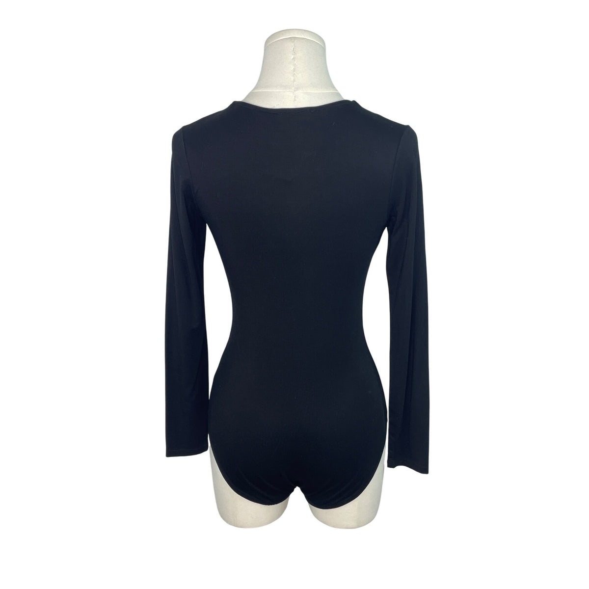Little Black Bodysuit Womens Black Lace-Up V-Neck Long Sleeve Size XS- New
