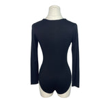 Little Black Bodysuit Womens Black Lace-Up V-Neck Long Sleeve Size XS- New