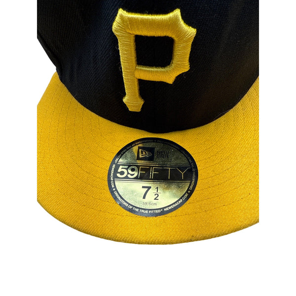 New Era Pittsburgh Pirates 59Fifty Fitted Cap Black & Yellow Size 7 1/2 MLB Hat