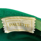 Vintage Selene Green Felt Hat With Ribbon & Feather Accent Made In Italy