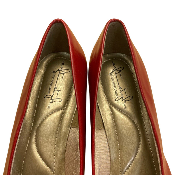 Soft Style By Hush Puppies Women's Red Leather Low Heel Pumps Size 8W