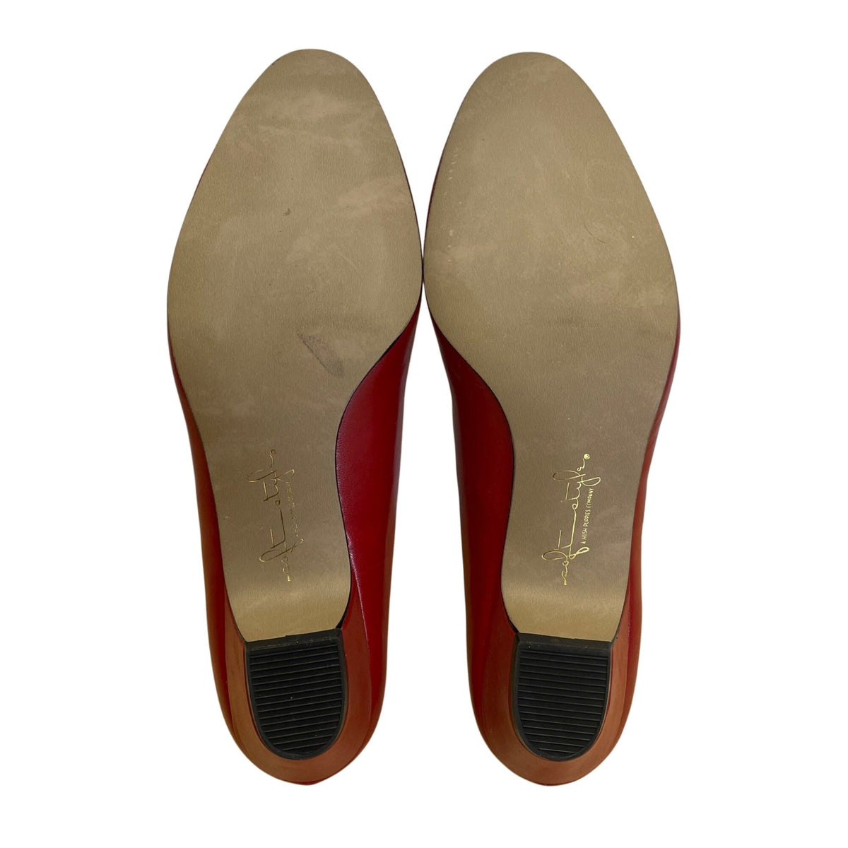 Soft Style By Hush Puppies Women's Red Leather Low Heel Pumps Size 8W