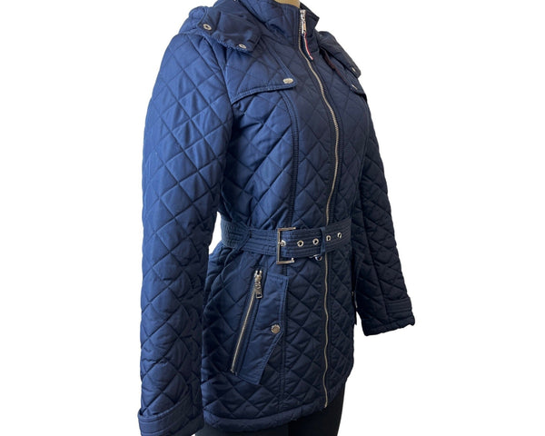 Tommy Hilfiger Women's Navy Blue Quilted Hooded Winter Coat Sz XS