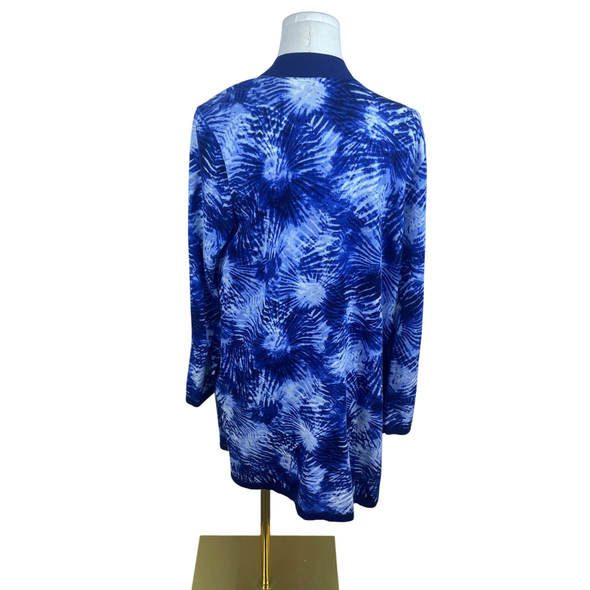 Lands End Women's Blue Open Cardigan Tie Dye Pattern Size M/P 10 12