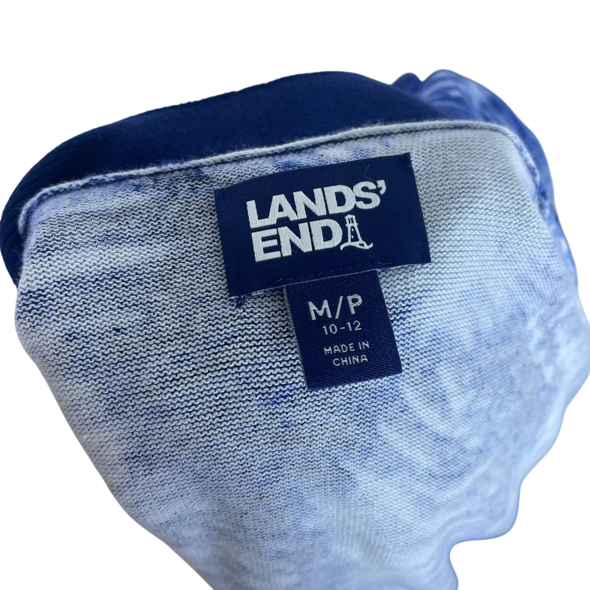 Lands End Women's Blue Open Cardigan Tie Dye Pattern Size M/P 10 12