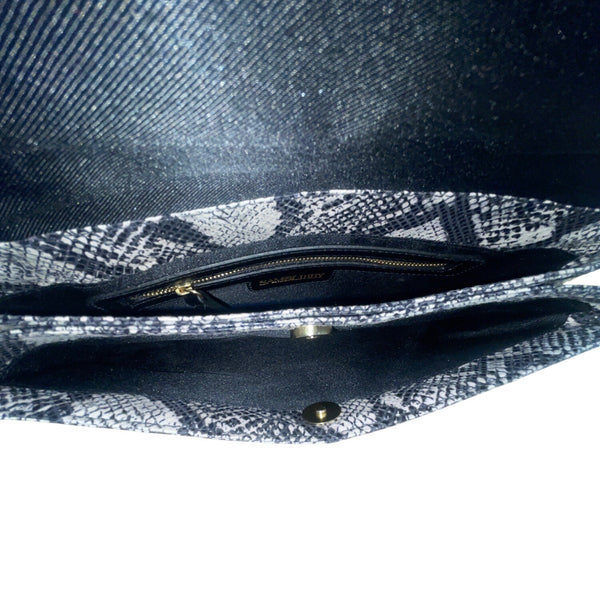 Sam & Libby Sand Snake Print  With Gold Chain Strap & Metal Accent Crossbody Bag