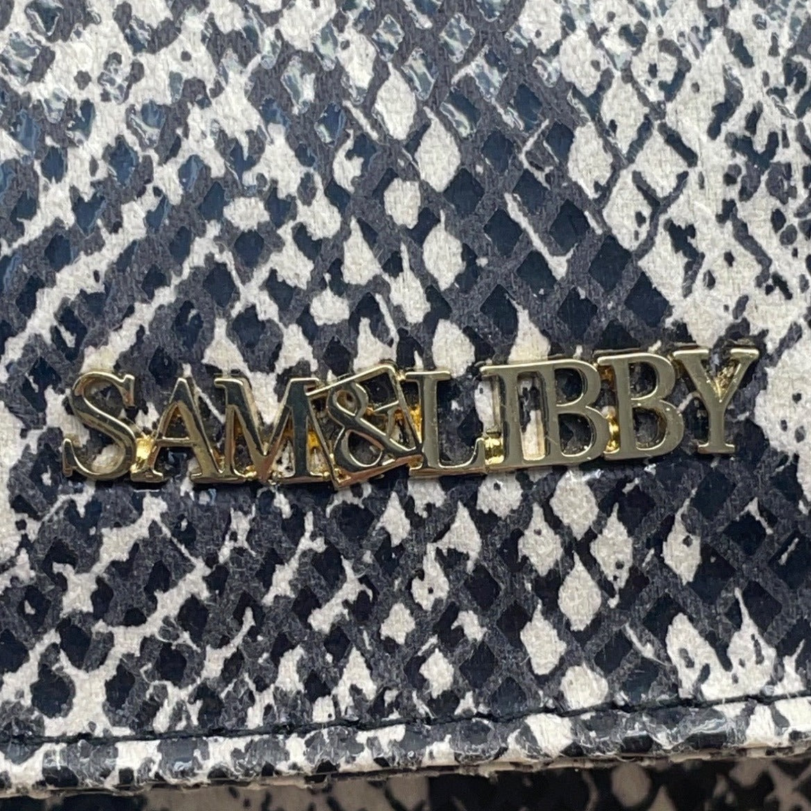 Sam & Libby Sand Snake Print  With Gold Chain Strap & Metal Accent Crossbody Bag