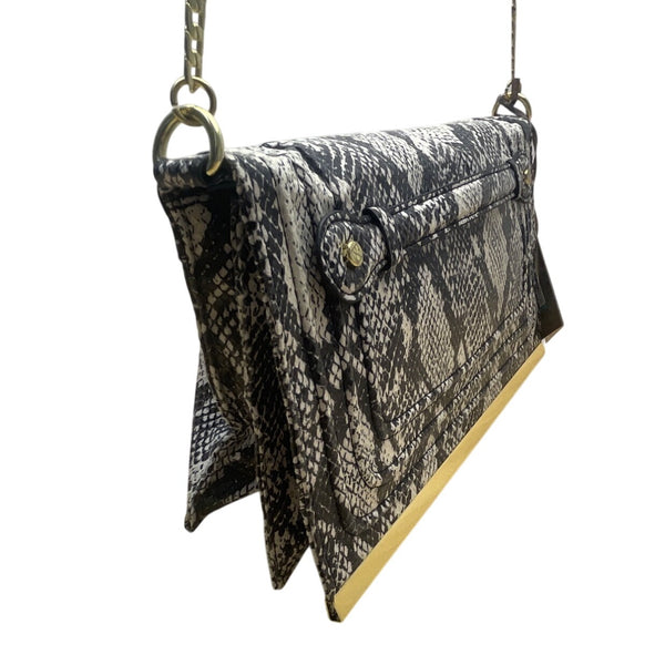 Sam & Libby Sand Snake Print  With Gold Chain Strap & Metal Accent Crossbody Bag