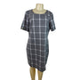 Tommy Hilfiger Gray & White Plaid Short Sleeve Shift Dress Size 16
