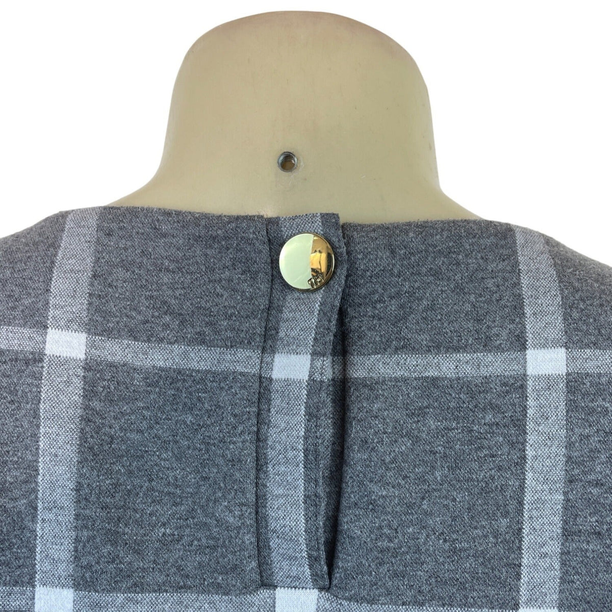Tommy Hilfiger Gray & White Plaid Short Sleeve Shift Dress Size 16