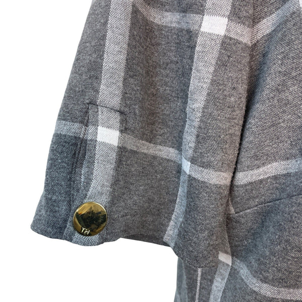 Tommy Hilfiger Gray & White Plaid Short Sleeve Shift Dress Size 16