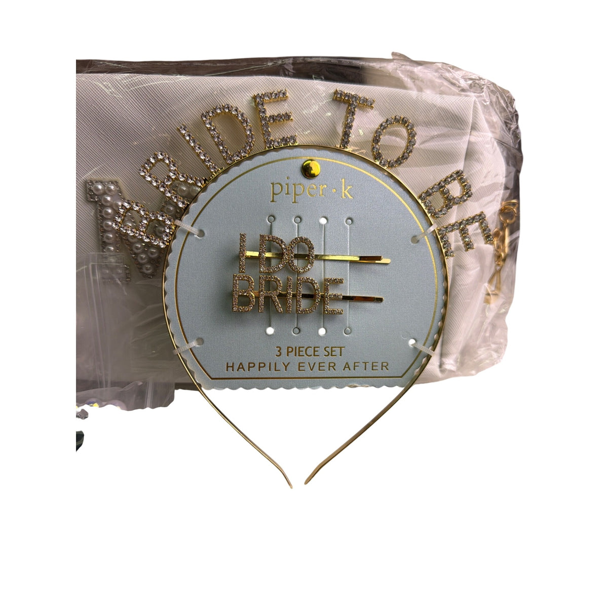 Bridal Accessories Set For Women White & Gold Material Bride Pouches Sunglasses And Hair Accessories