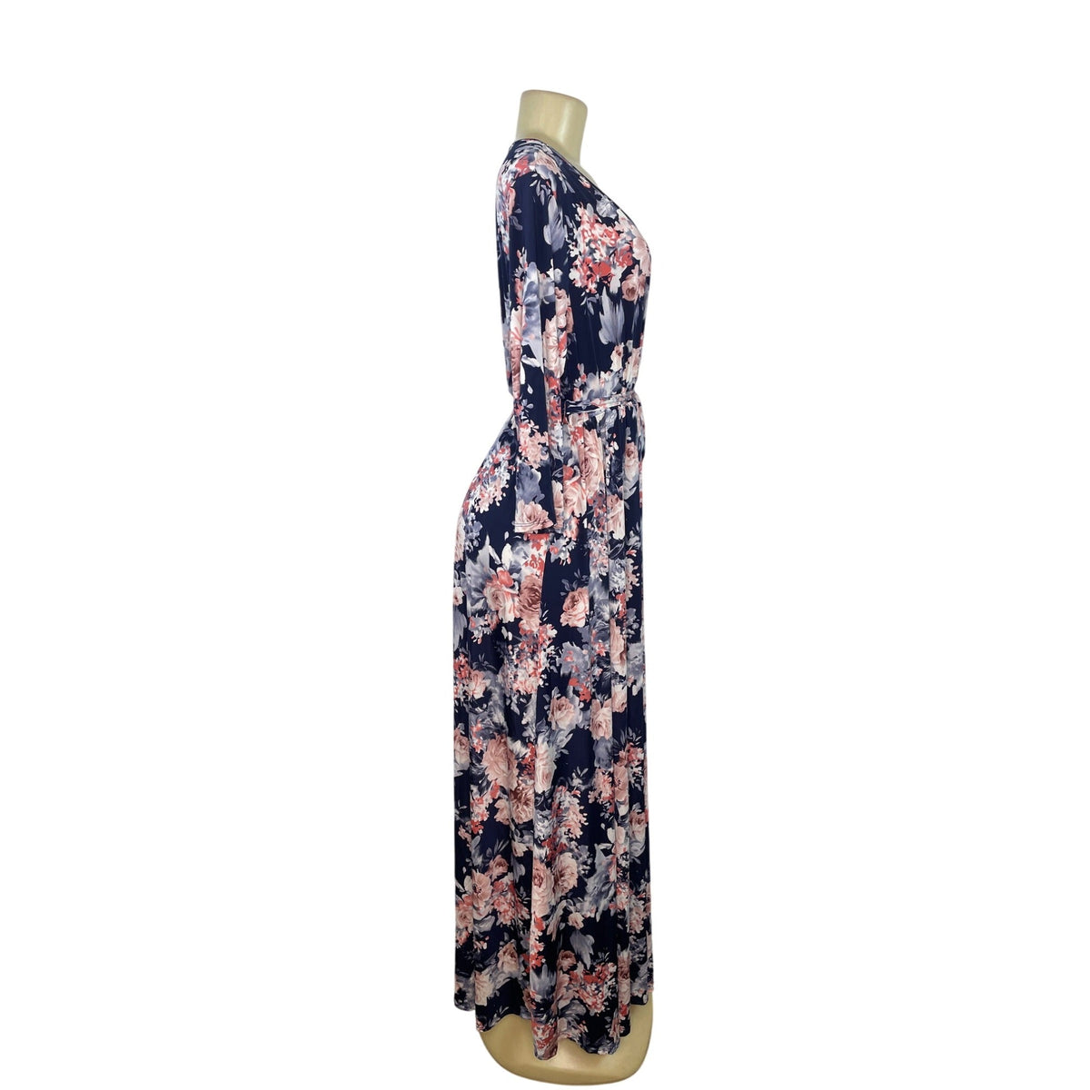 PinkBlush Women’s Floral Maxi Wrap Dress Navy Pink Soft Sz 3XL - New