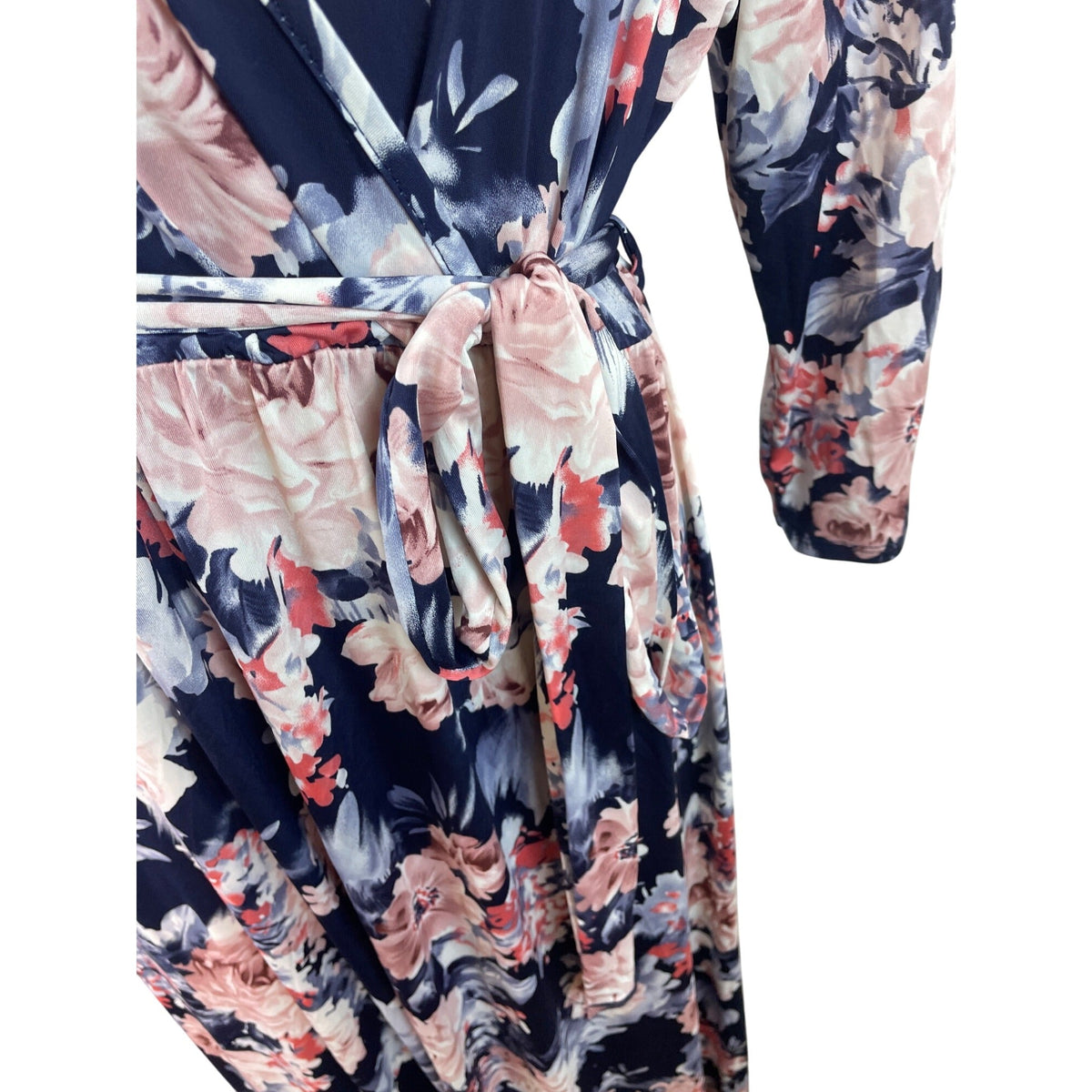 PinkBlush Women’s Floral Maxi Wrap Dress Navy Pink Soft Sz 3XL - New