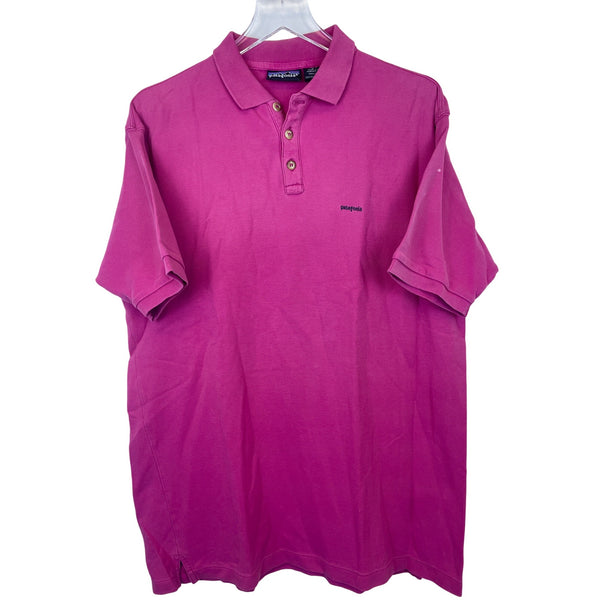 Patagonia Mens Pink Polo Shirt Short Sleeve Lightweight Logo Embroidered Casual Large