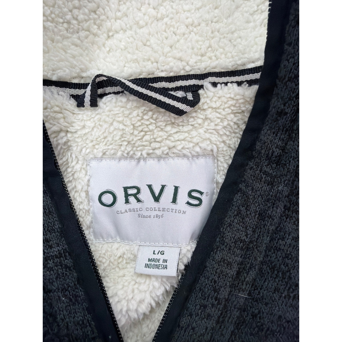 Orvis Mens Charcoal Sherpa-Lined Pullover Sweatshirt Polyester Blend Size L/G Orvis Mens Charcoal Sherpa-Lined Pullover Sweatshirt Polyester Blend Size L/G