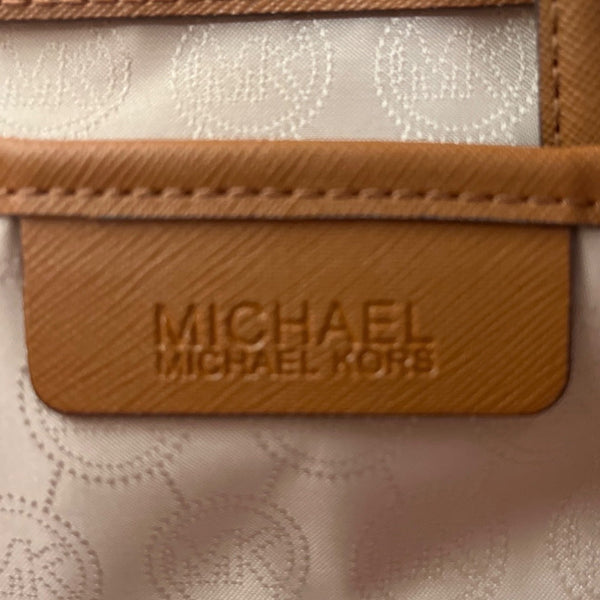 Michael Kors Kempton Burgundy Nylon Brown Leather Trim Gold Detail Tote Bag Sz M