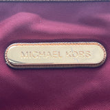 Michael Kors Kempton Burgundy Nylon Brown Leather Trim Gold Detail Tote Bag Sz M