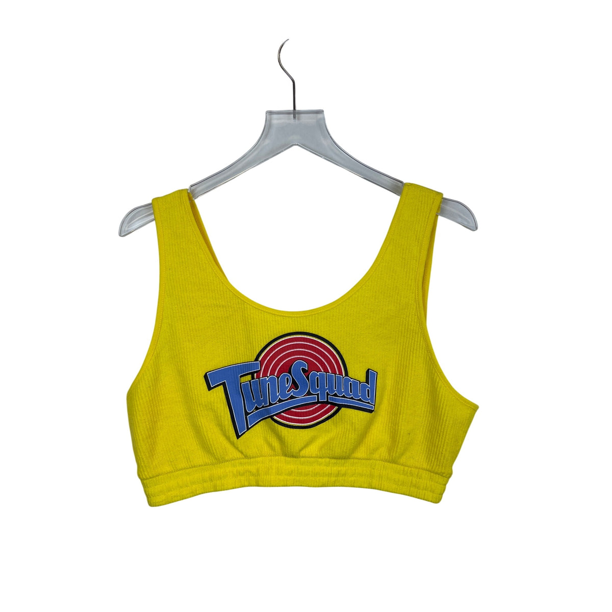 Space Jam Womens Yellow Ribbed Tunes Squad Crop Top XL 60% Cotton 40% Polyester