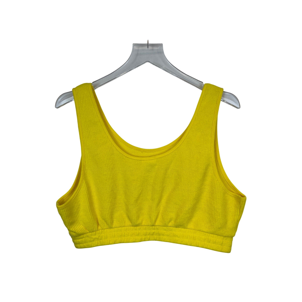 Space Jam Womens Yellow Ribbed Tunes Squad Crop Top XL 60% Cotton 40% Polyester