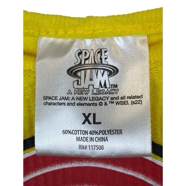 Space Jam Womens Yellow Ribbed Tunes Squad Crop Top XL 60% Cotton 40% Polyester
