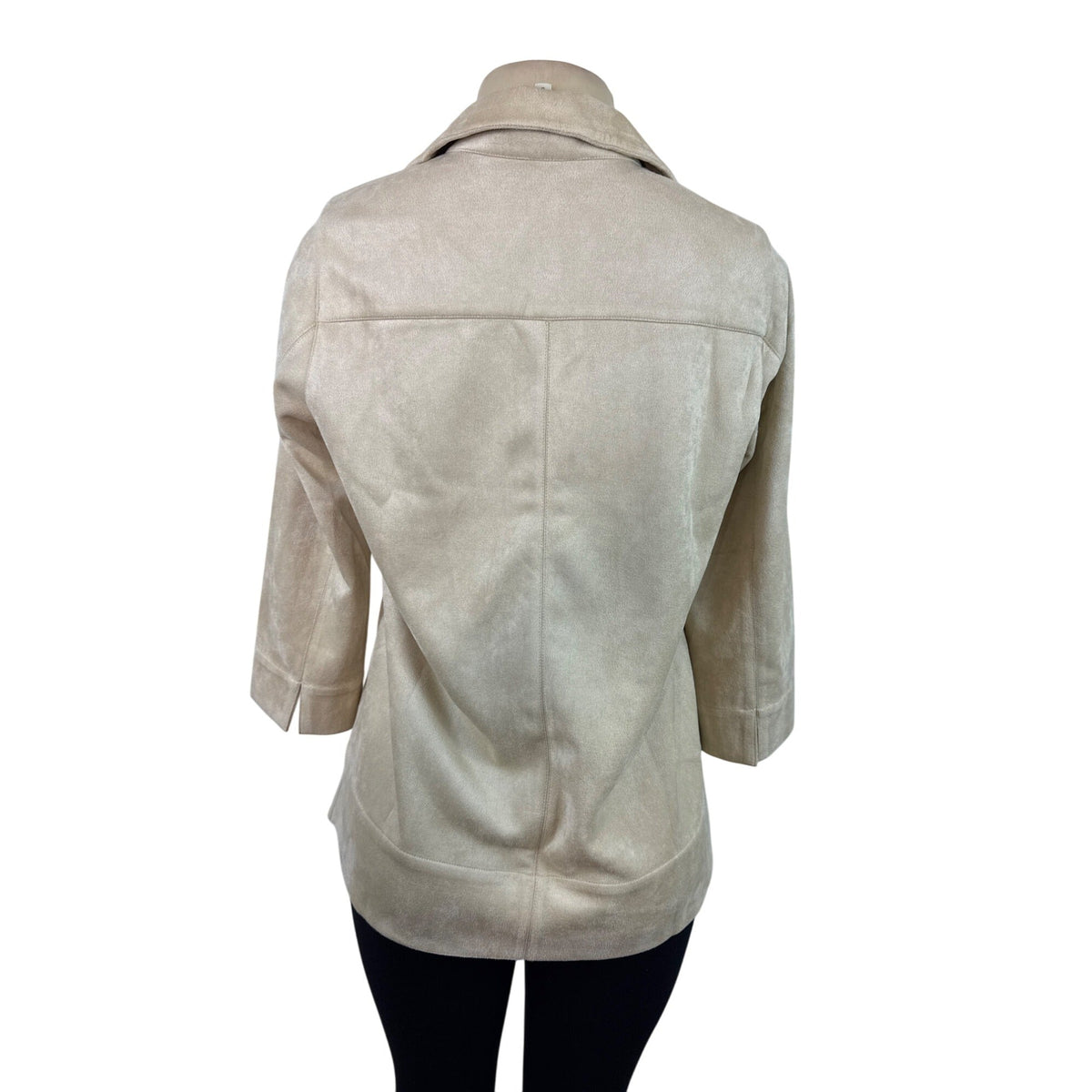 Tuckernuck Women's Beige Faux Suede 3/4 Sleeve Pullover Top Sz S
