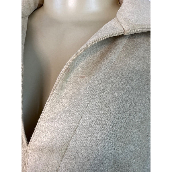 Tuckernuck Women's Beige Faux Suede 3/4 Sleeve Pullover Top Sz S