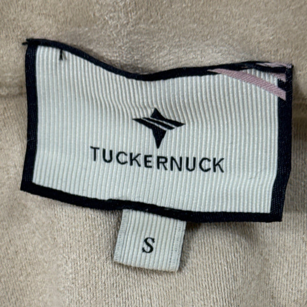 Tuckernuck Women's Beige Faux Suede 3/4 Sleeve Pullover Top Sz S