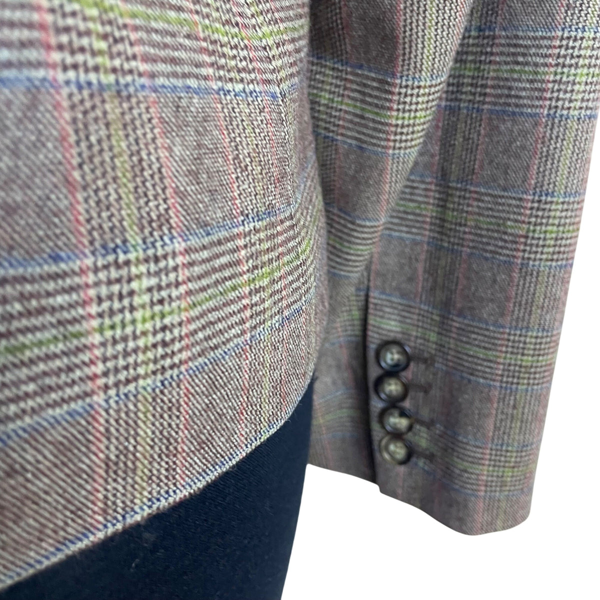 ETRO Milano Womens Plaid Lyrca & Wool Blazer Sz 48 Checkered Pattern Embroidery