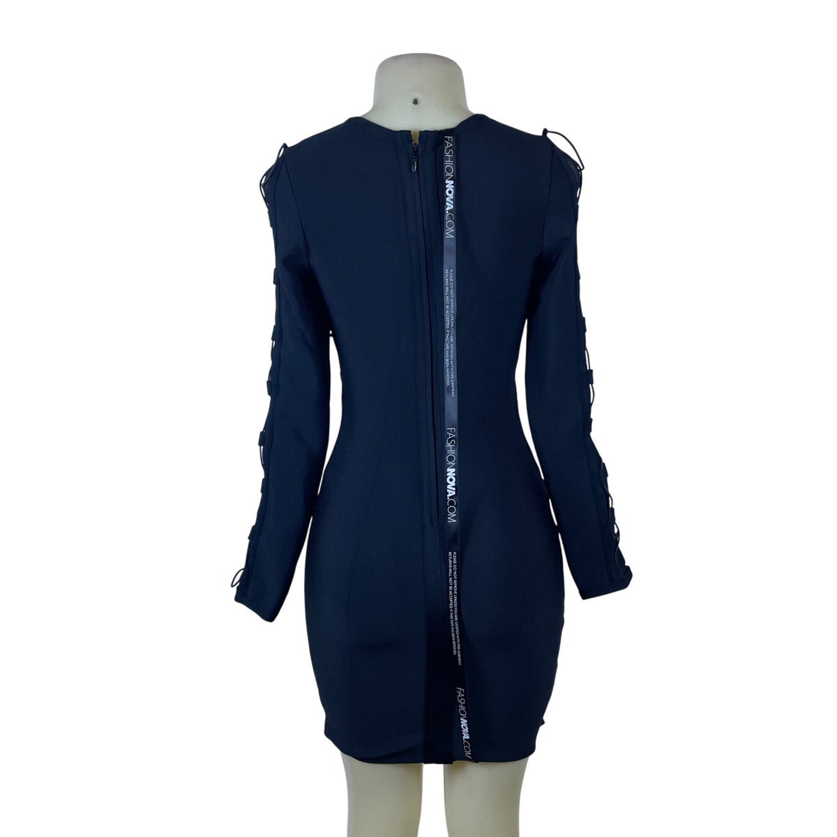 Fashion Nova Women’s Black Sheer Mesh Long Sleeve Bodycon Dress Size S - New