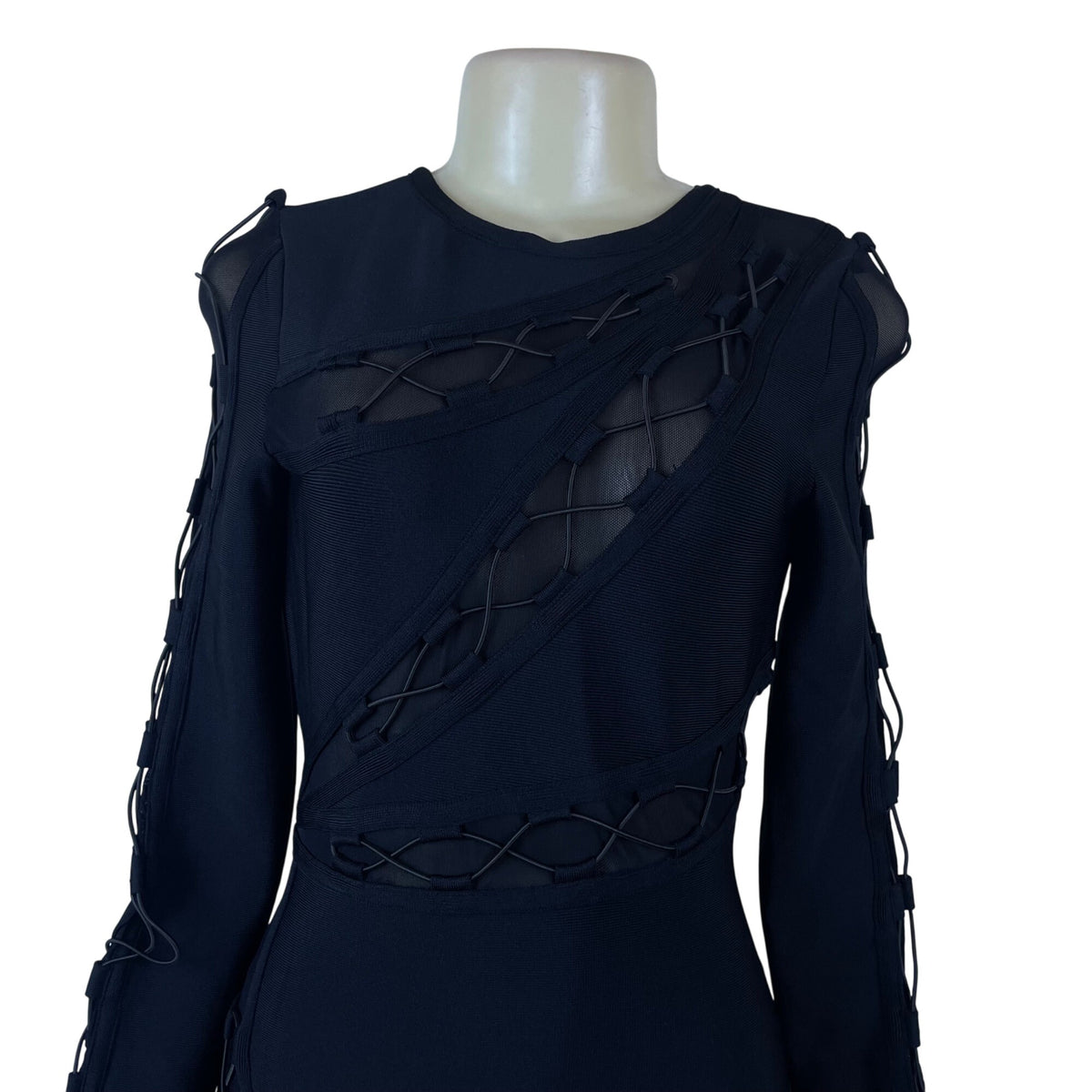 Fashion Nova Women’s Black Sheer Mesh Long Sleeve Bodycon Dress Size S - New