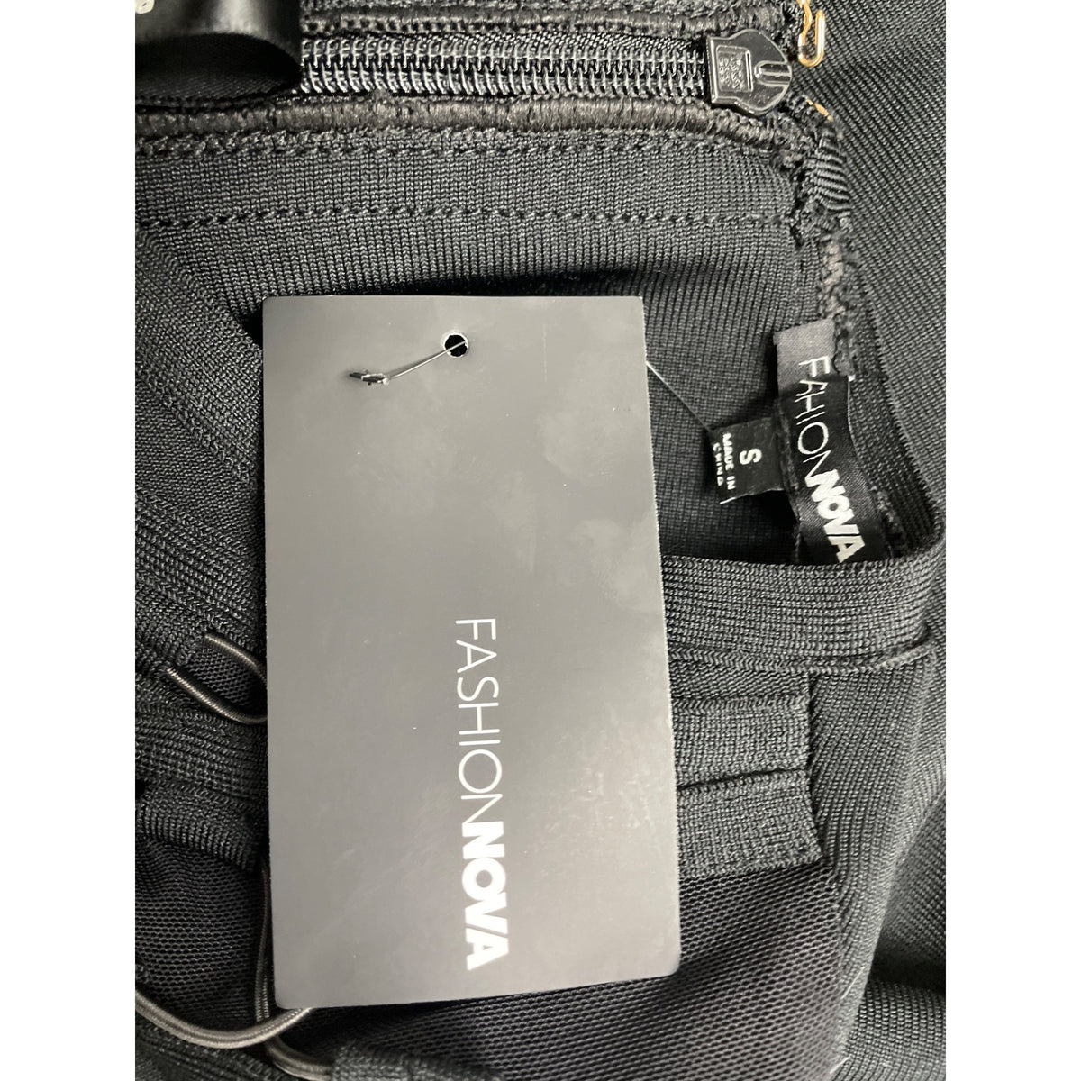 Fashion Nova Women’s Black Sheer Mesh Long Sleeve Bodycon Dress Size S - New