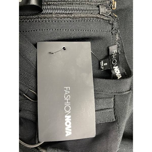 Fashion Nova Women’s Black Sheer Mesh Long Sleeve Bodycon Dress Size S - New