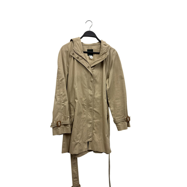 J.Crew Womens Beige Hooded Cotton Trench Coat P12 With Belt & Buckled Cuffs