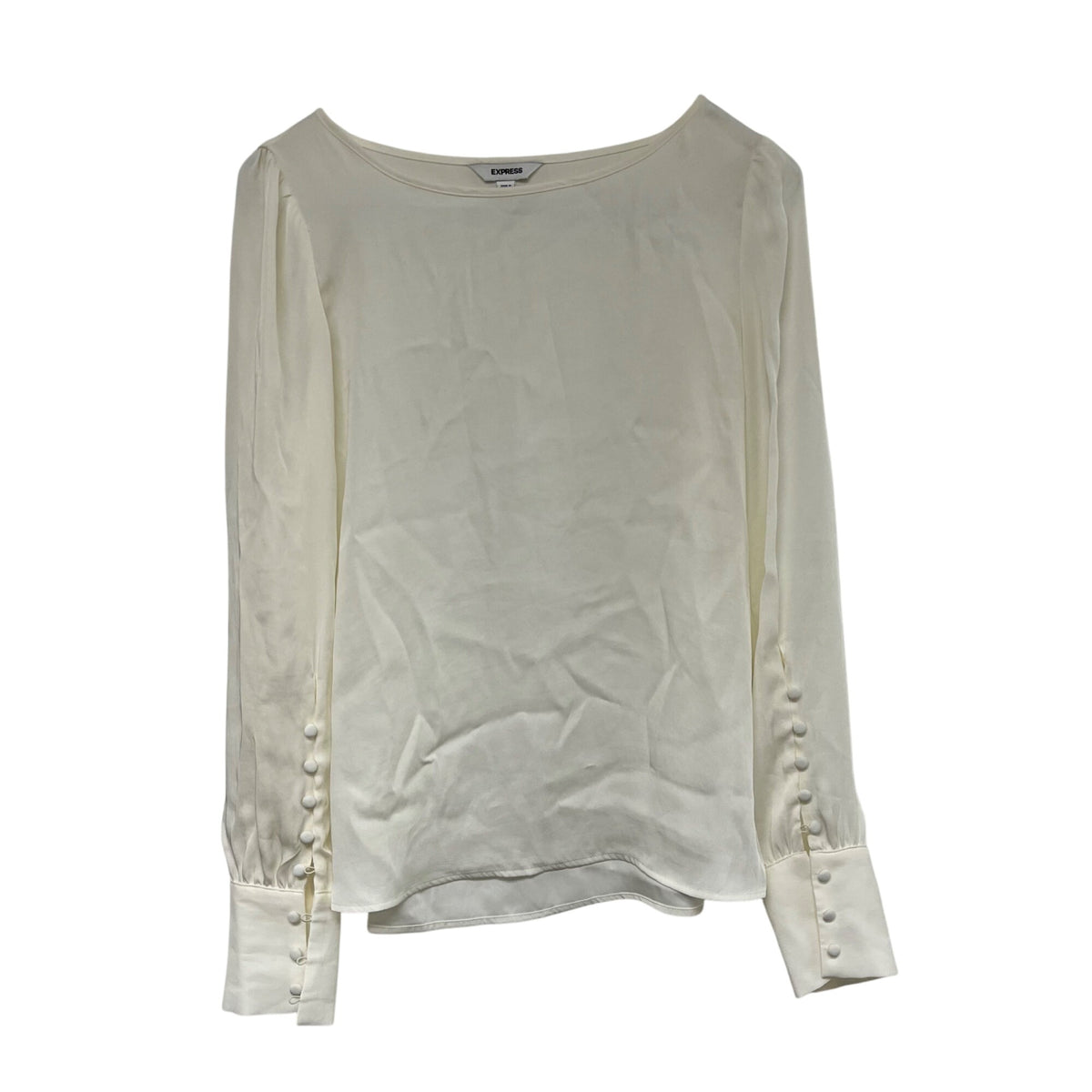 Express Womens Ivory Polyester Long Sleeve Button Cuff Blouse XS Elegant Lightweight Design