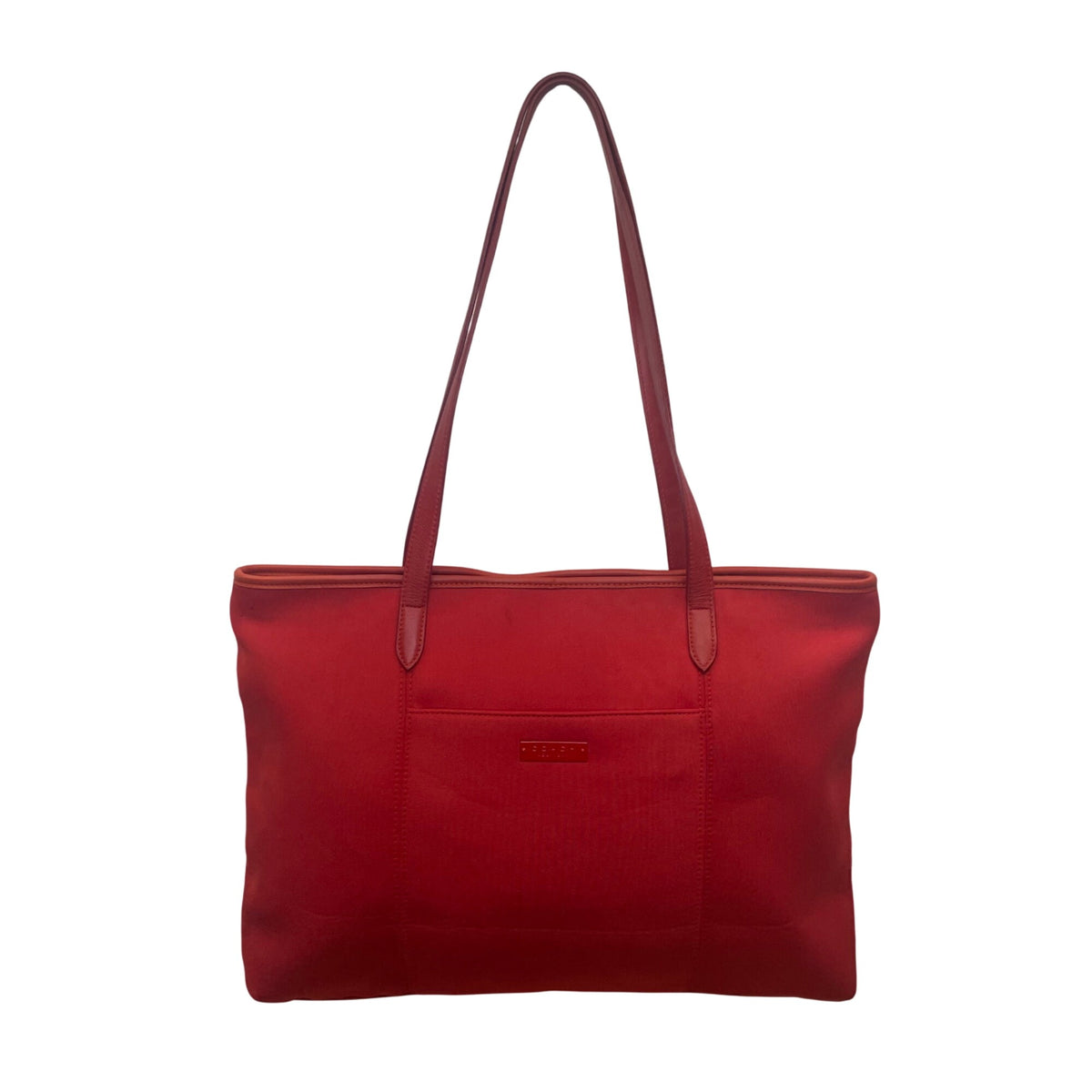 Coach Women’s Red Nylon With Leather Handles Zipper Closure Tote Bag