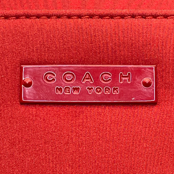 Coach Women’s Red Nylon With Leather Handles Zipper Closure Tote Bag