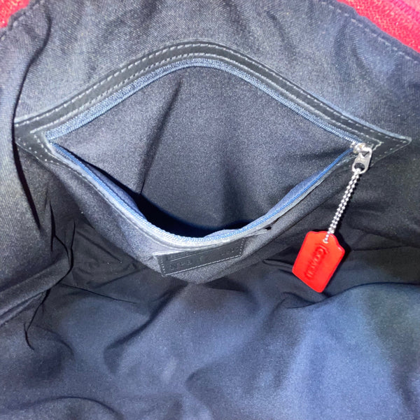 Coach Women’s Red Nylon With Leather Handles Zipper Closure Tote Bag