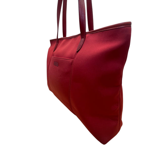 Coach Women’s Red Nylon With Leather Handles Zipper Closure Tote Bag