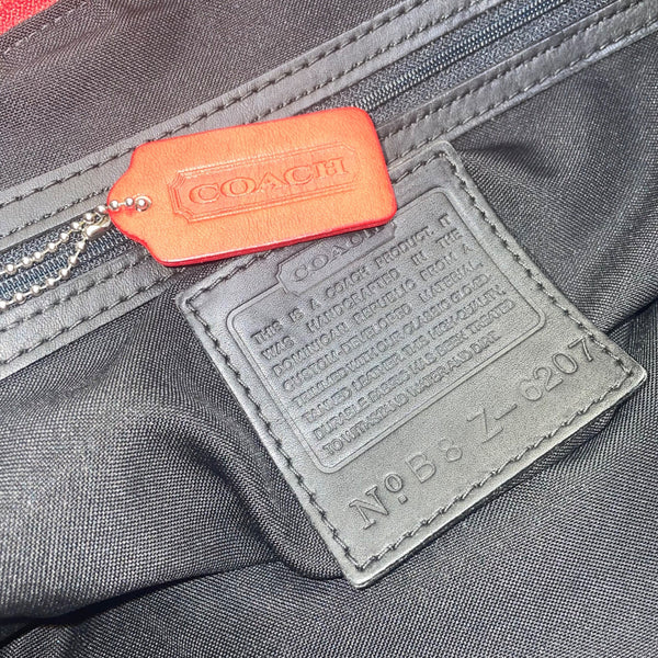 Coach Women’s Red Nylon With Leather Handles Zipper Closure Tote Bag