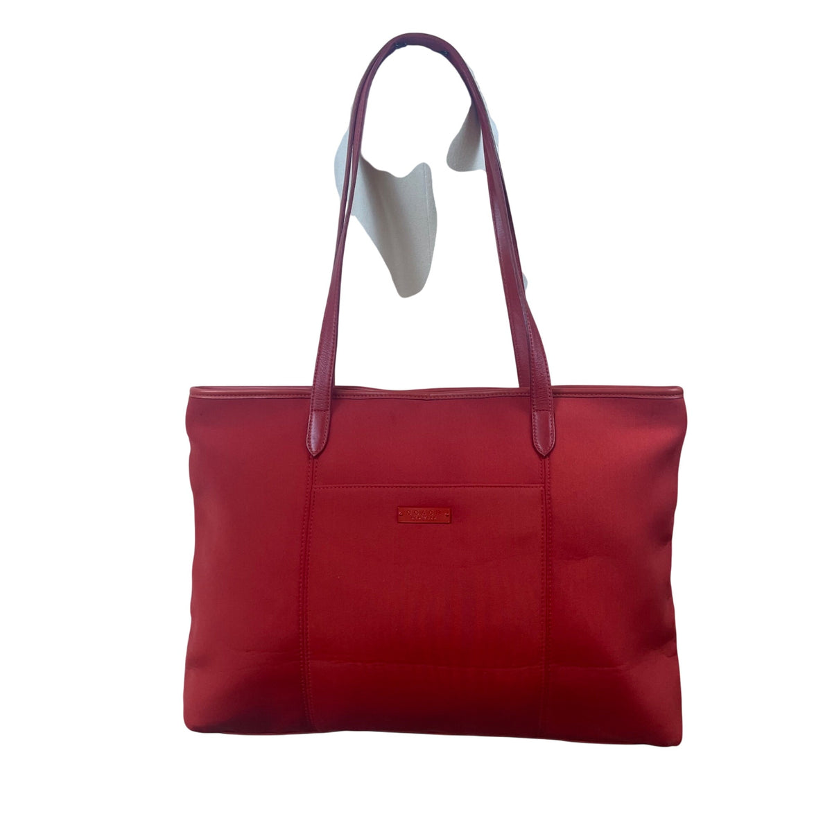 Coach Women’s Red Nylon With Leather Handles Zipper Closure Tote Bag