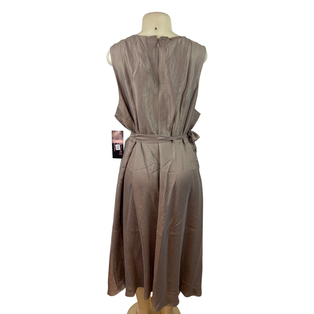 Signature Bronze Sleeveless Wrap Midi Dress With Tie Waist Sixe 22W - New